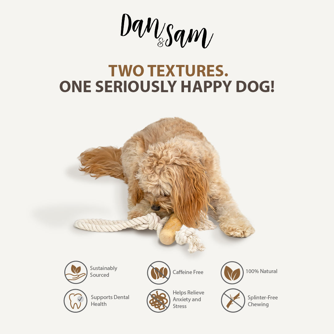 Dan & Sam Pull and Tug Coffee Wood Rope Dog Toy