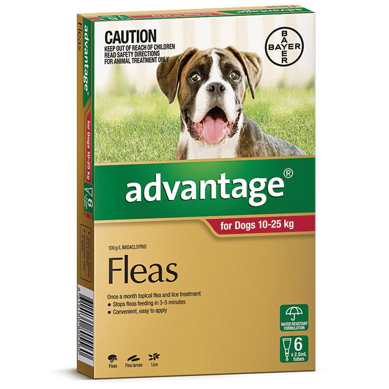 Advantage Flea Treatment for Dogs 10kg–25kg (4 x 2.5ml Tubes)