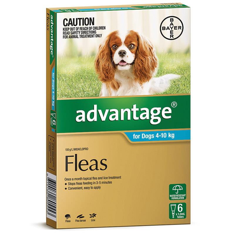 Advantage Flea Treatment for Dogs 4kg–10kg (4 x 1.0ml Tubes)