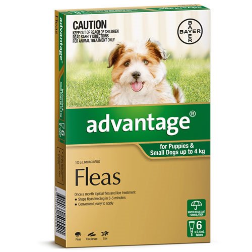 Advantage Flea Treatment for Puppies & Small Dogs Up to 4kg (6 x 0.4ml Tubes)