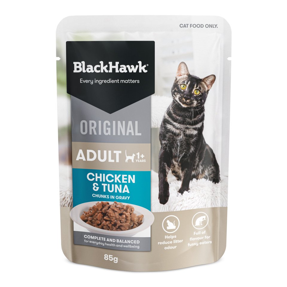 Black Hawk Pouches – Adult Cat – Chicken & Tuna in Gravy