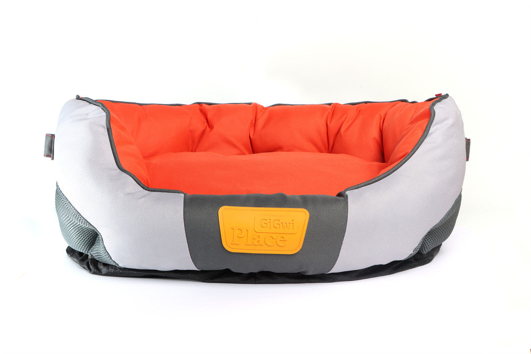 GiGwi Canvas Round Bed - Red/Orange