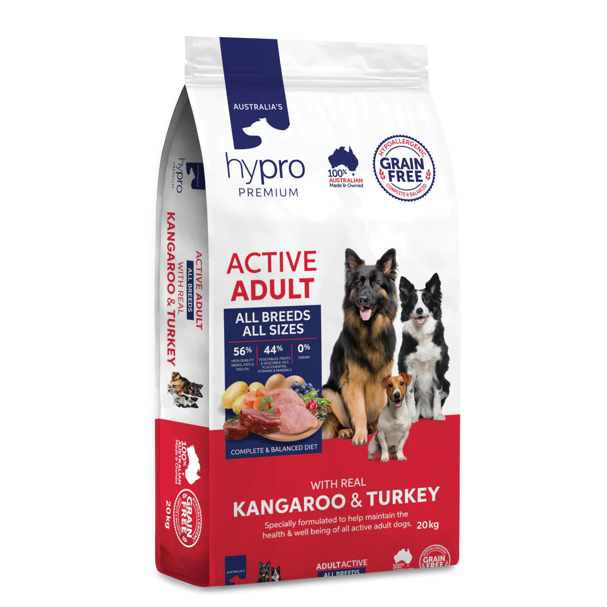Hypro Premium Active Adult Grain Free Kangaroo & Turkey Dry Dog Food 20kg