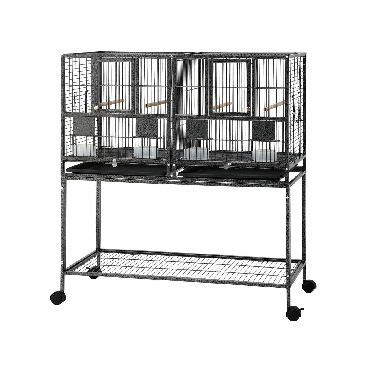 i.Pet 106cm 2-in-1 Bird Cage & Aviary with Divider – Black