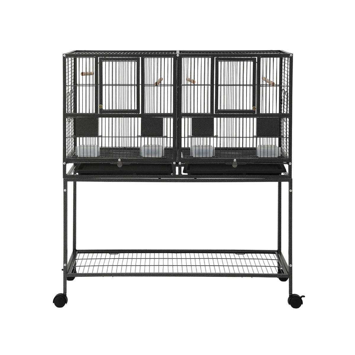 i.Pet 106cm 2-in-1 Bird Cage & Aviary with Divider – Black