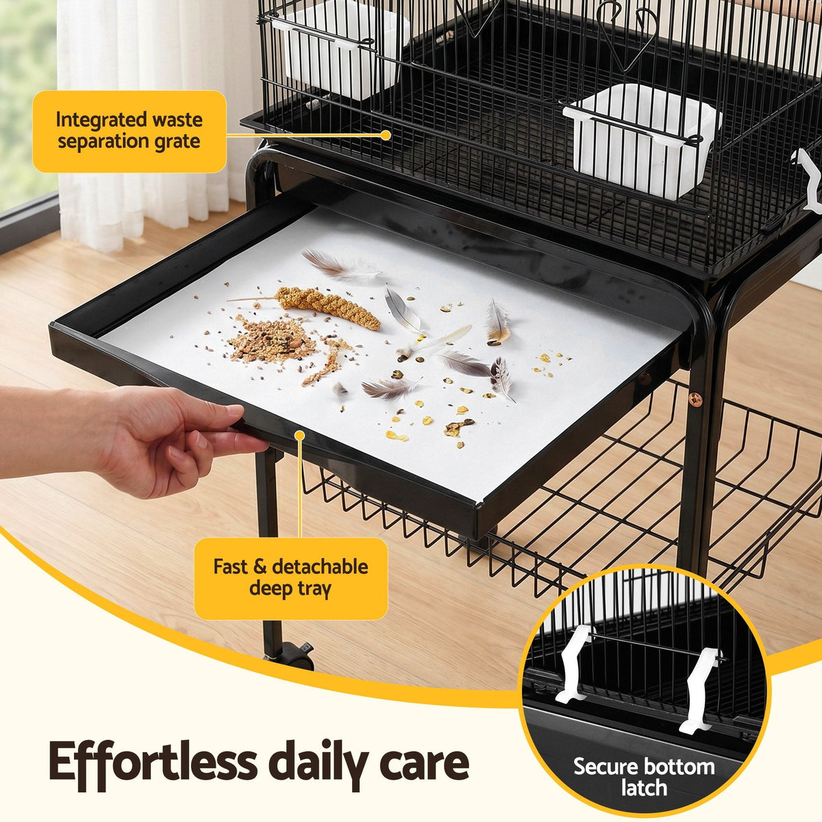 i.Pet 158cm Bird Cage with Stand & Wheels – Black