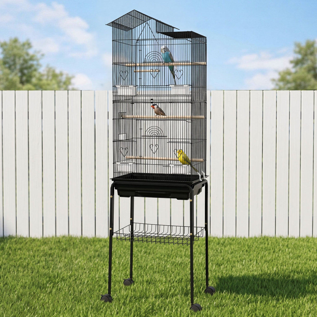 i.Pet 158cm Bird Cage with Stand & Wheels – Black