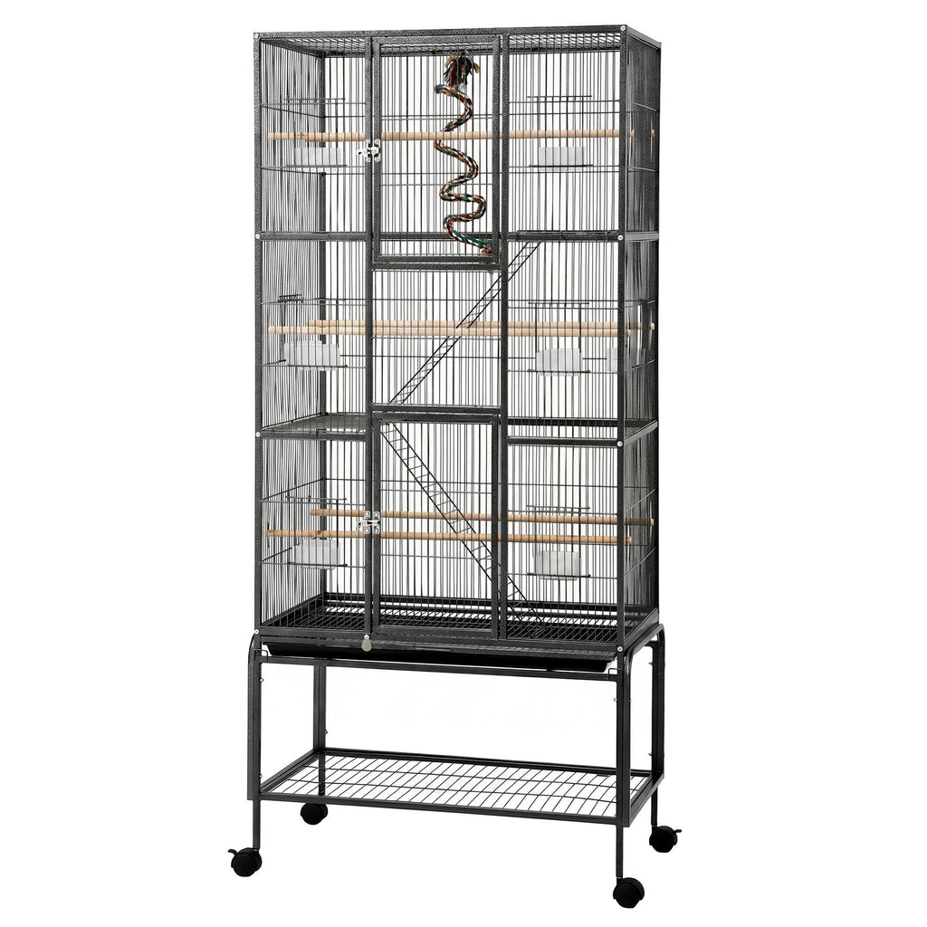 i.Pet 176cm 3-Tier Bird Cage with Stand & Wheels – Black