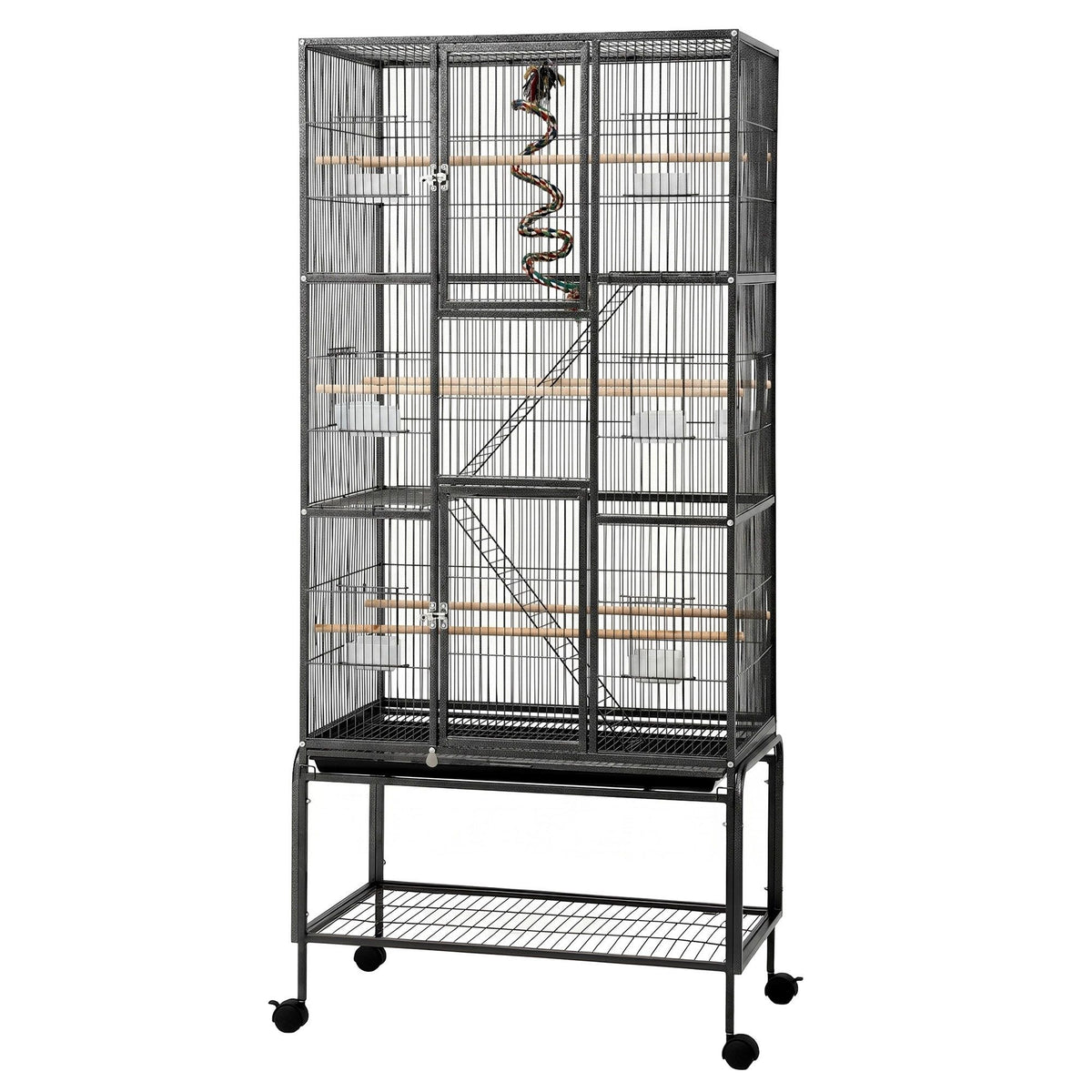 i.Pet 176cm 3-Tier Bird Cage with Stand & Wheels – Black