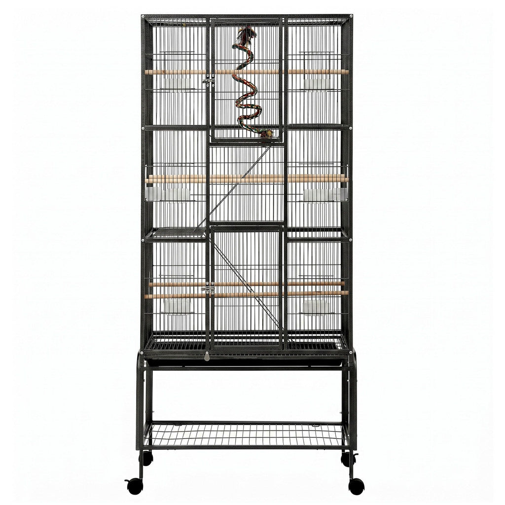 i.Pet 176cm 3-Tier Bird Cage with Stand & Wheels – Black