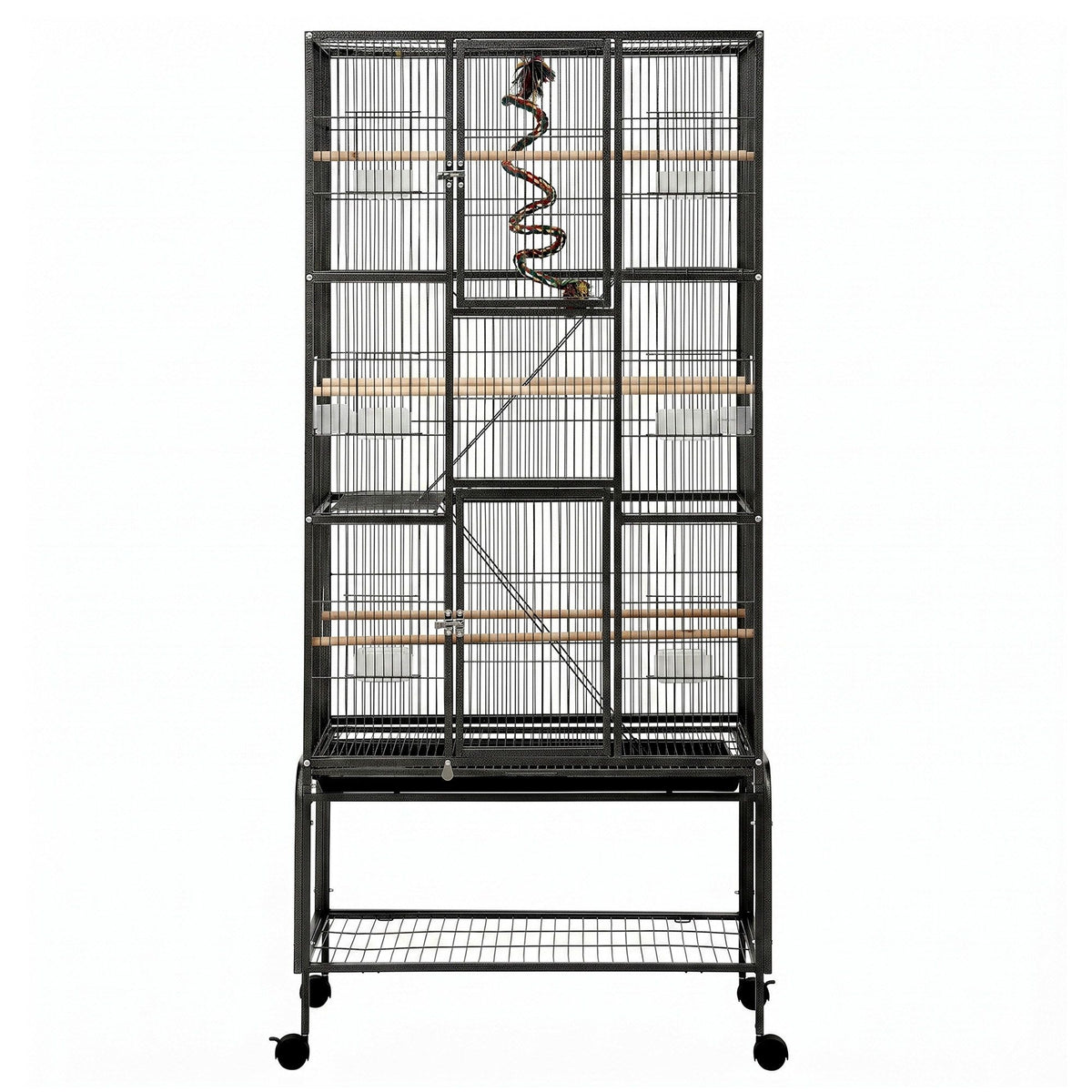 i.Pet 176cm 3-Tier Bird Cage with Stand & Wheels – Black