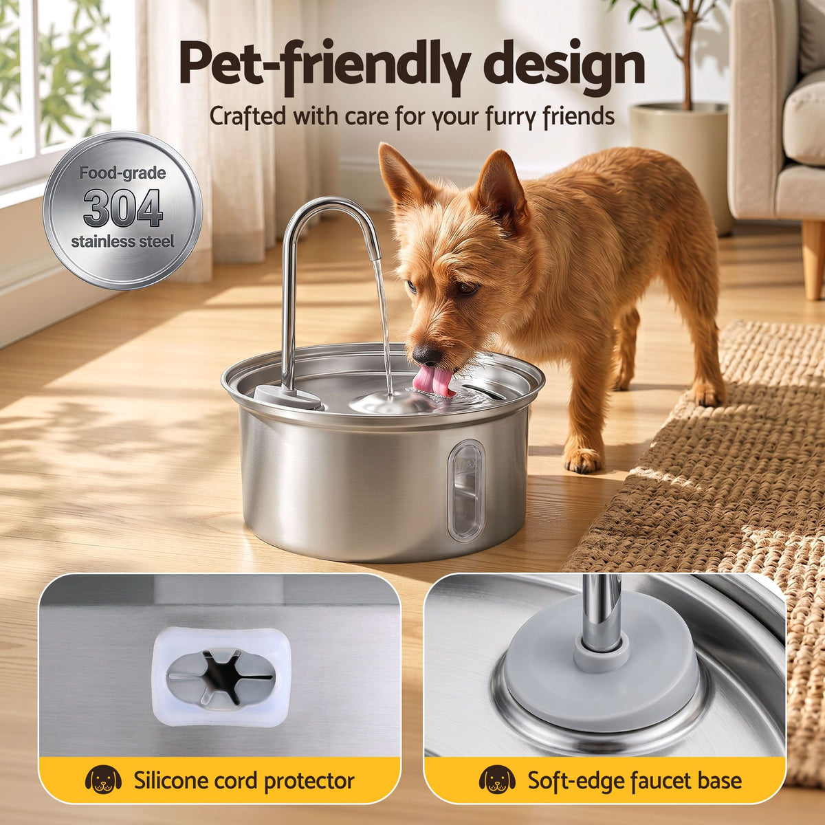 i.Pet 3.2L Stainless Steel Pet Water Fountain