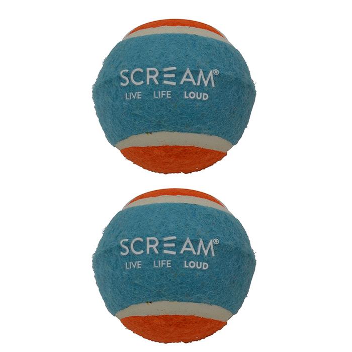 Scream Tennis Ball Loud Blue & Orange Medium 2 Pack