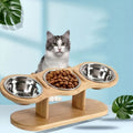 Elevated Cat Feeding Station with 3 Stainless Steel Bowls