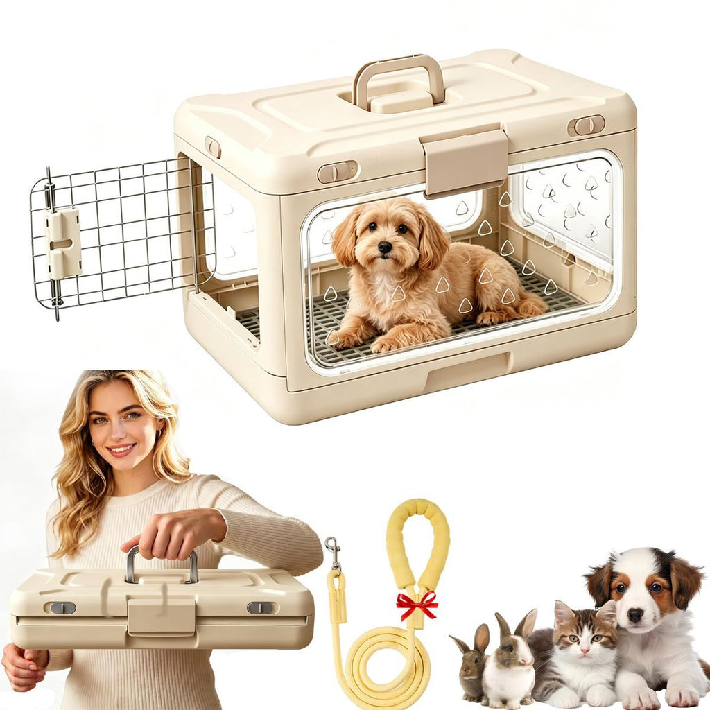Foldable Hard-Shell Cat Carrier – Apricot