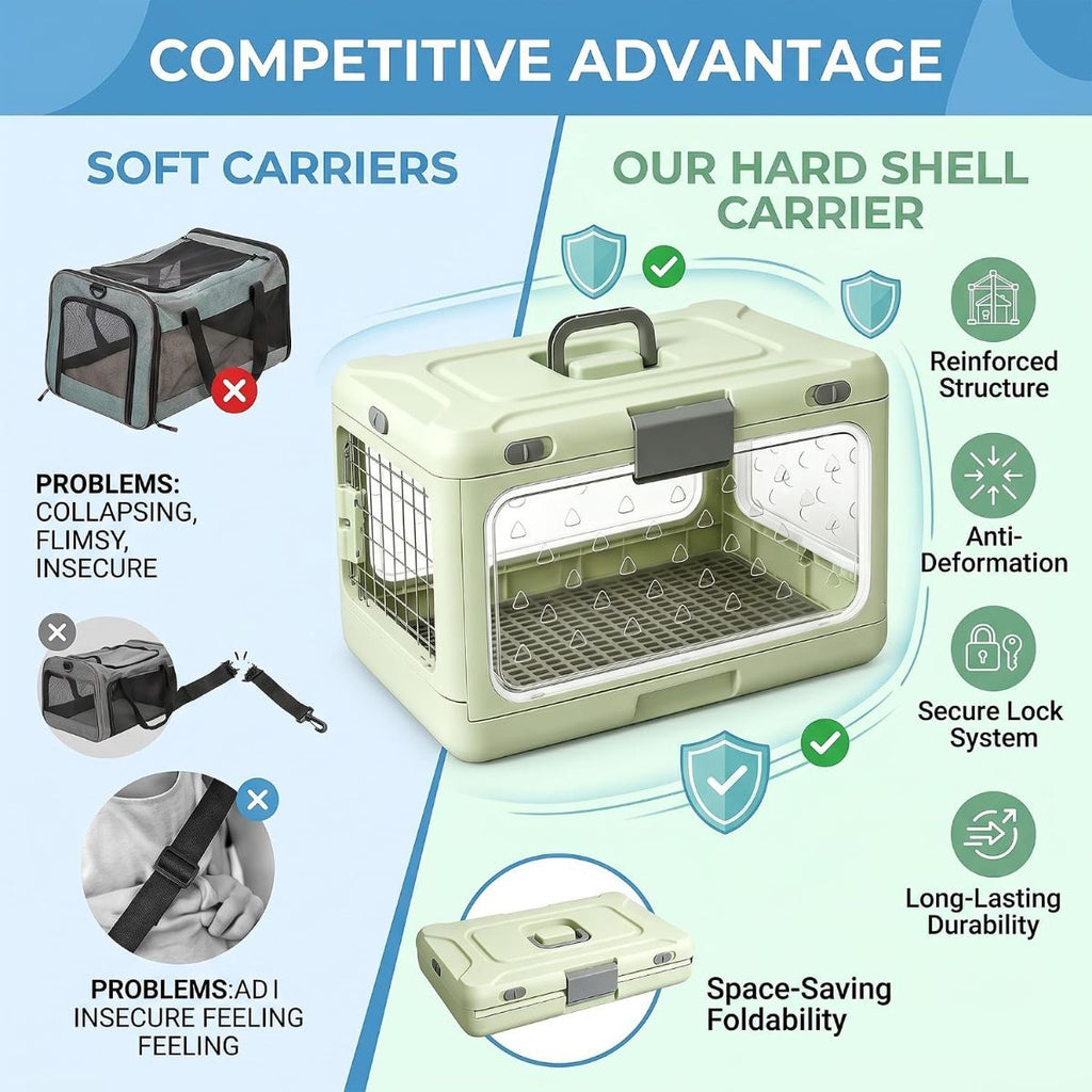 Foldable Hard-Shell Cat Carrier – White