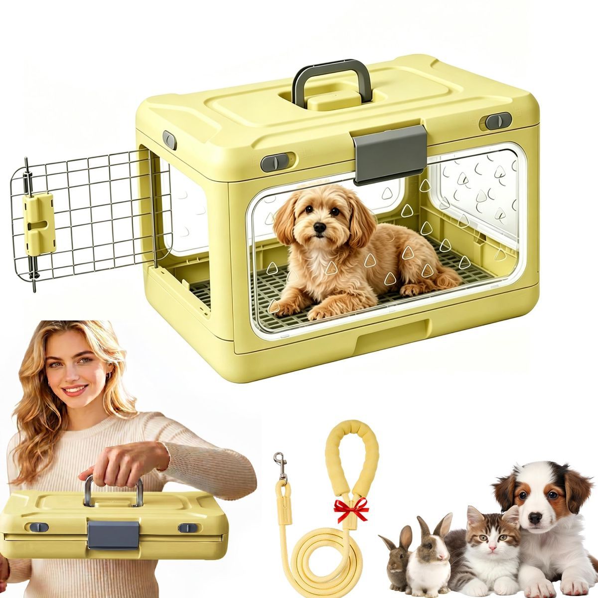 Foldable Hard-Shell Cat Carrier – White