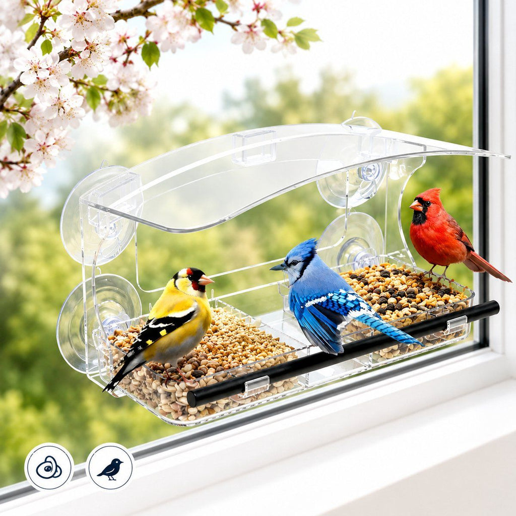 Transparent Window Bird Feeder with Suction Cups