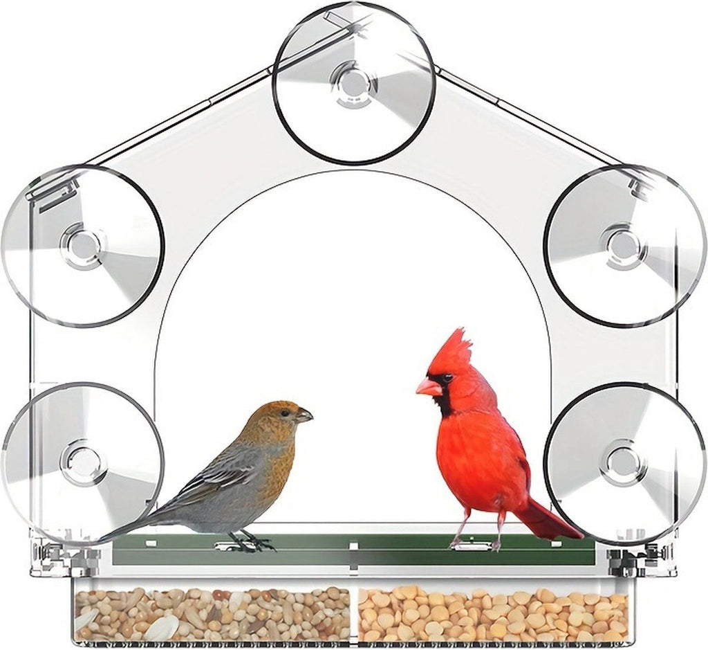 Window-Mounted Wild Bird Feeder with Suction Cups