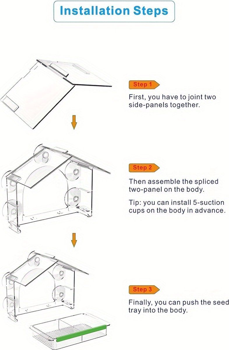 Window-Mounted Wild Bird Feeder with Suction Cups