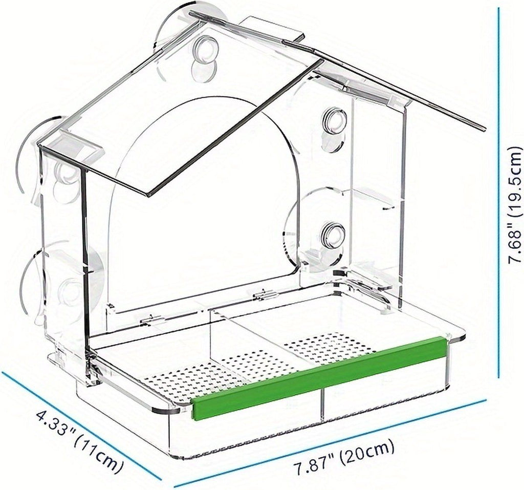 Window-Mounted Wild Bird Feeder with Suction Cups