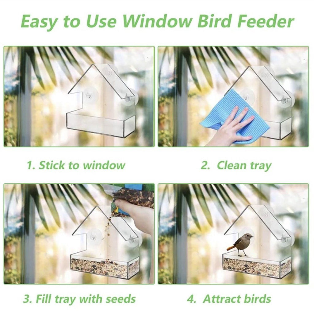 House-Shaped Window Bird Feeder with Suction Cups