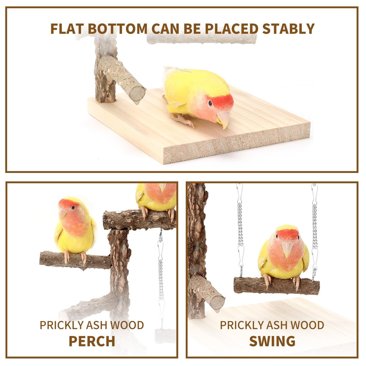 Natural Wooden Tabletop Parrot Playground