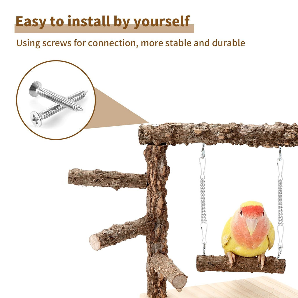 Natural Wooden Tabletop Parrot Playground