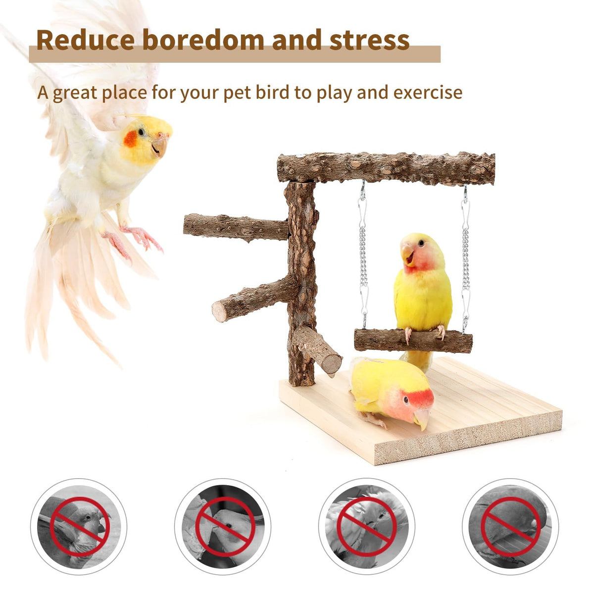 Natural Wooden Tabletop Parrot Playground