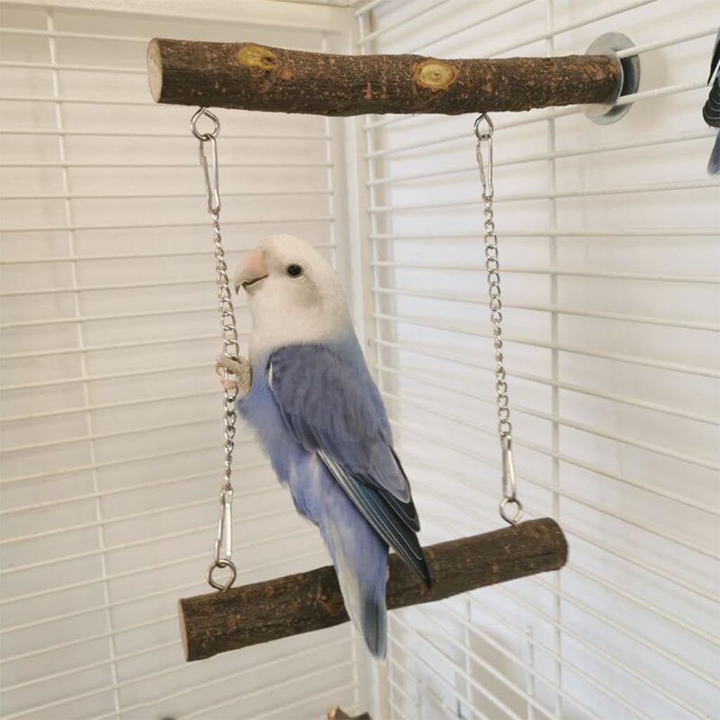Natural Wooden Bird Swing and Perch