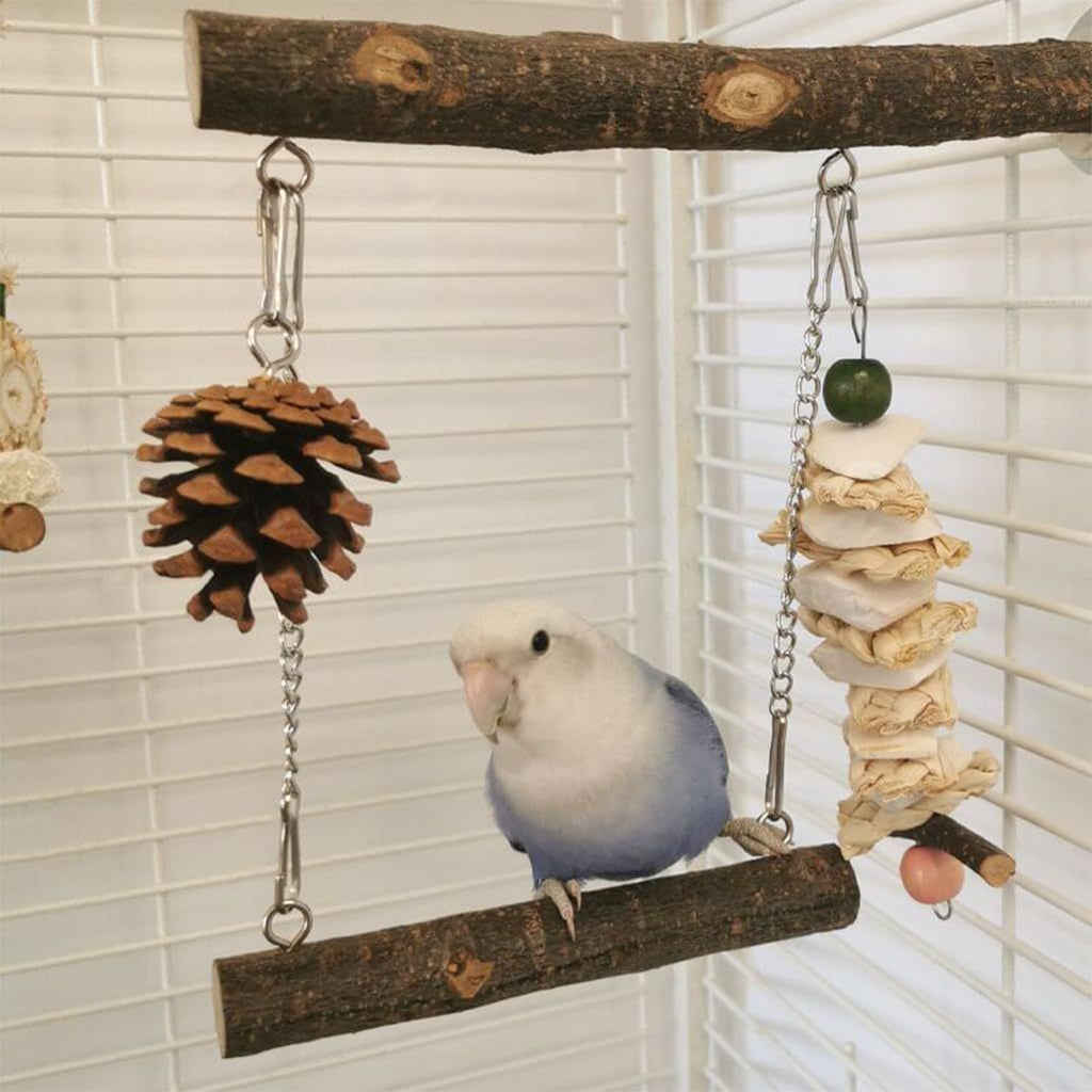 Natural Wooden Bird Swing and Perch