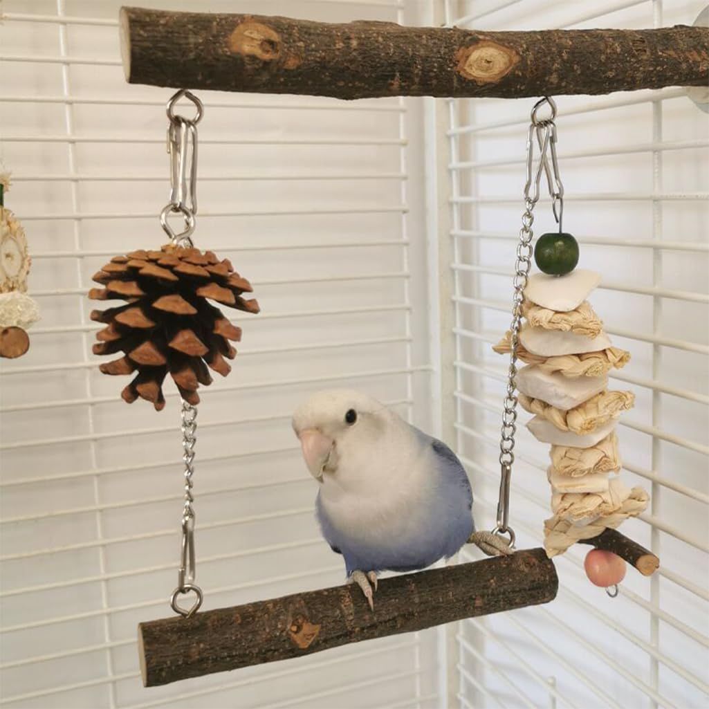 Natural Wooden Bird Swing and Perch