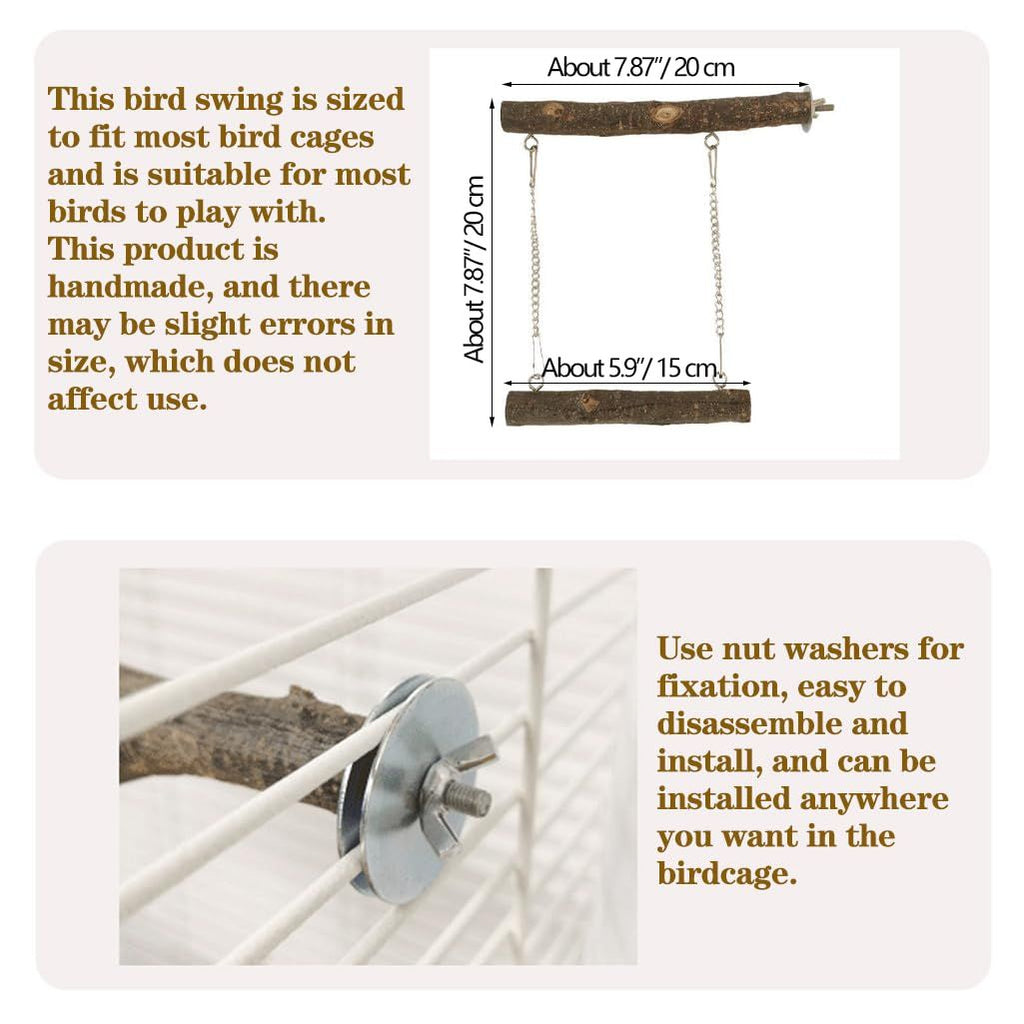 Natural Wooden Bird Swing and Perch