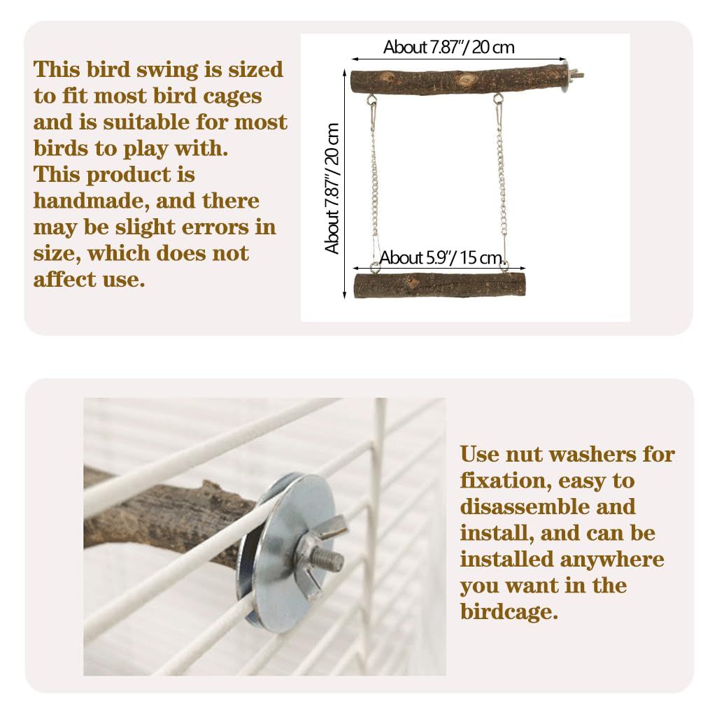 Natural Wooden Bird Swing and Perch