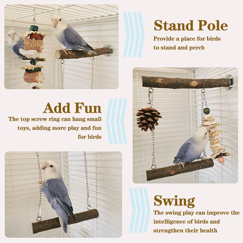 Natural Wooden Bird Swing and Perch
