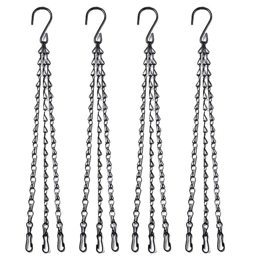 16-Inch Black Hanging Chains with Hooks – 4 Pack