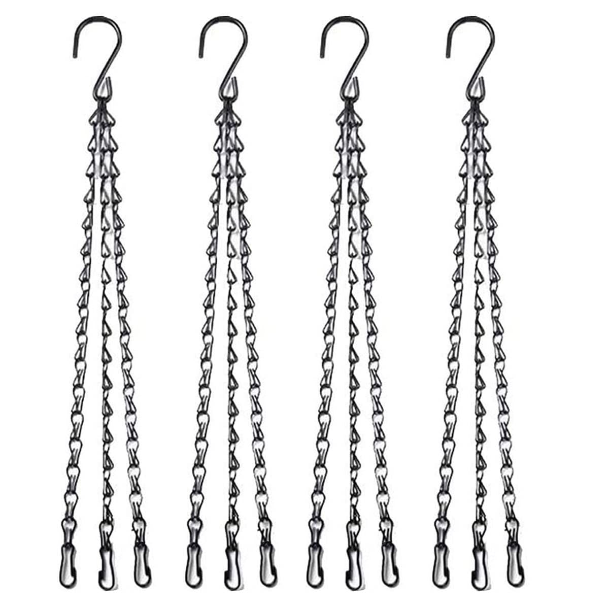 16-Inch Black Hanging Chains with Hooks – 4 Pack