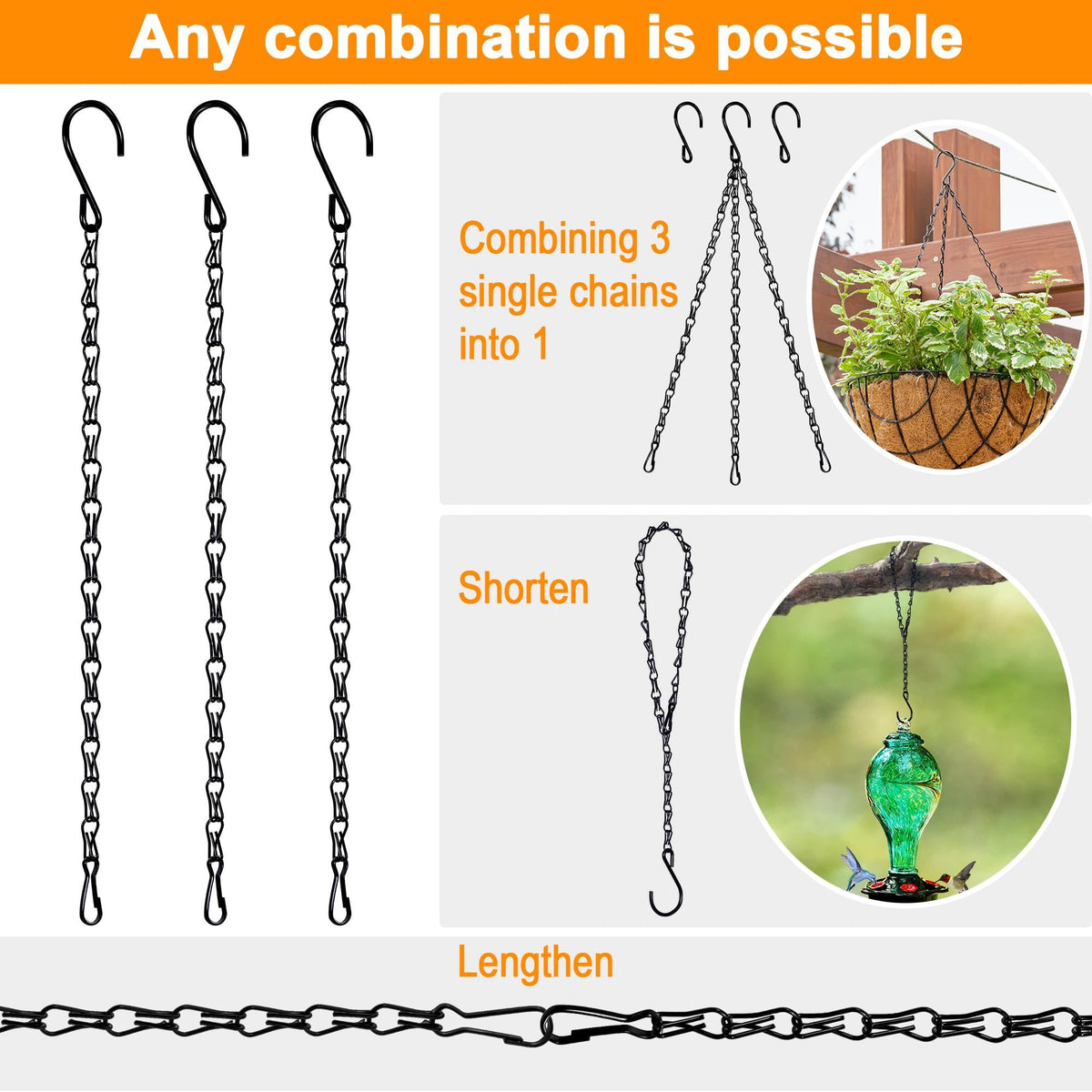 17.7-Inch Hanging Chains with Hooks – 4 Pack