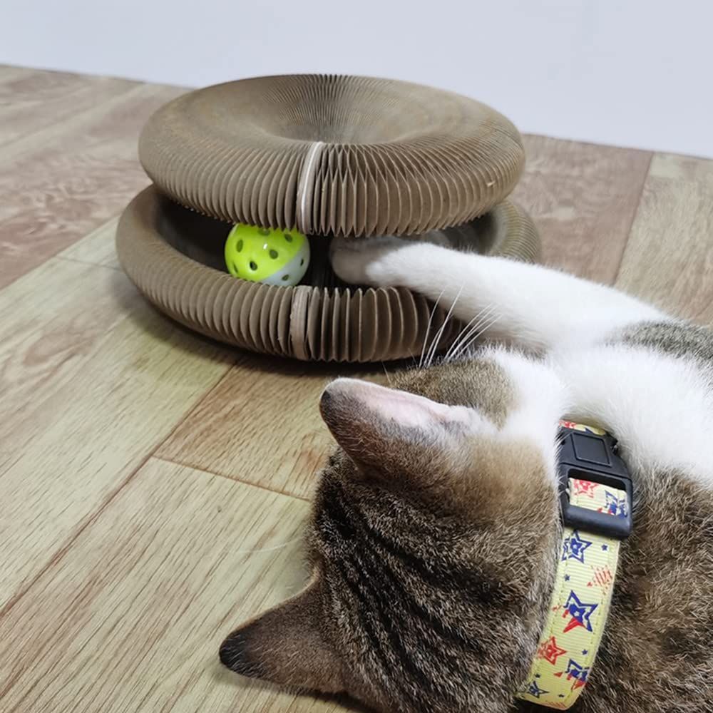 Interactive Cat Scratching Board with Bell Ball