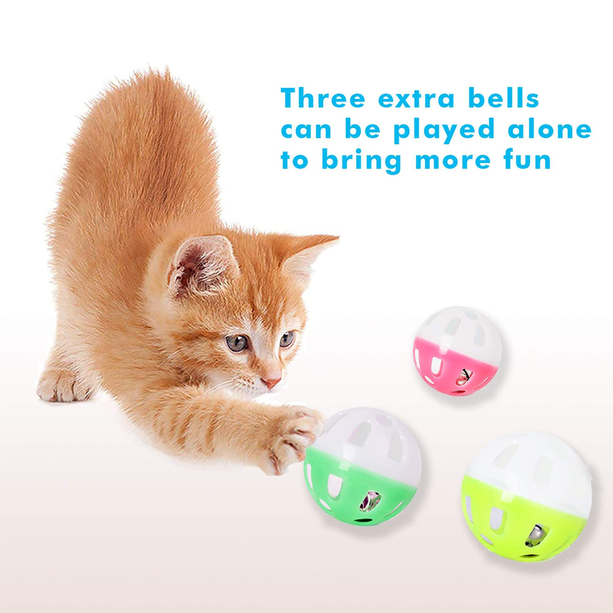 Cat toy drum, 3-layer turntable, interactive cat toy ball with six colored balls, fun for cats, physical and mental exercise