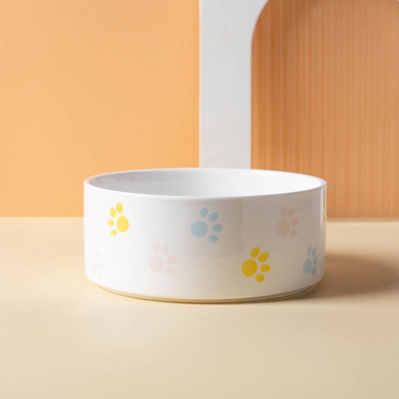 Ceramic Pet Bowls with Wooden Stand – 2 Pack