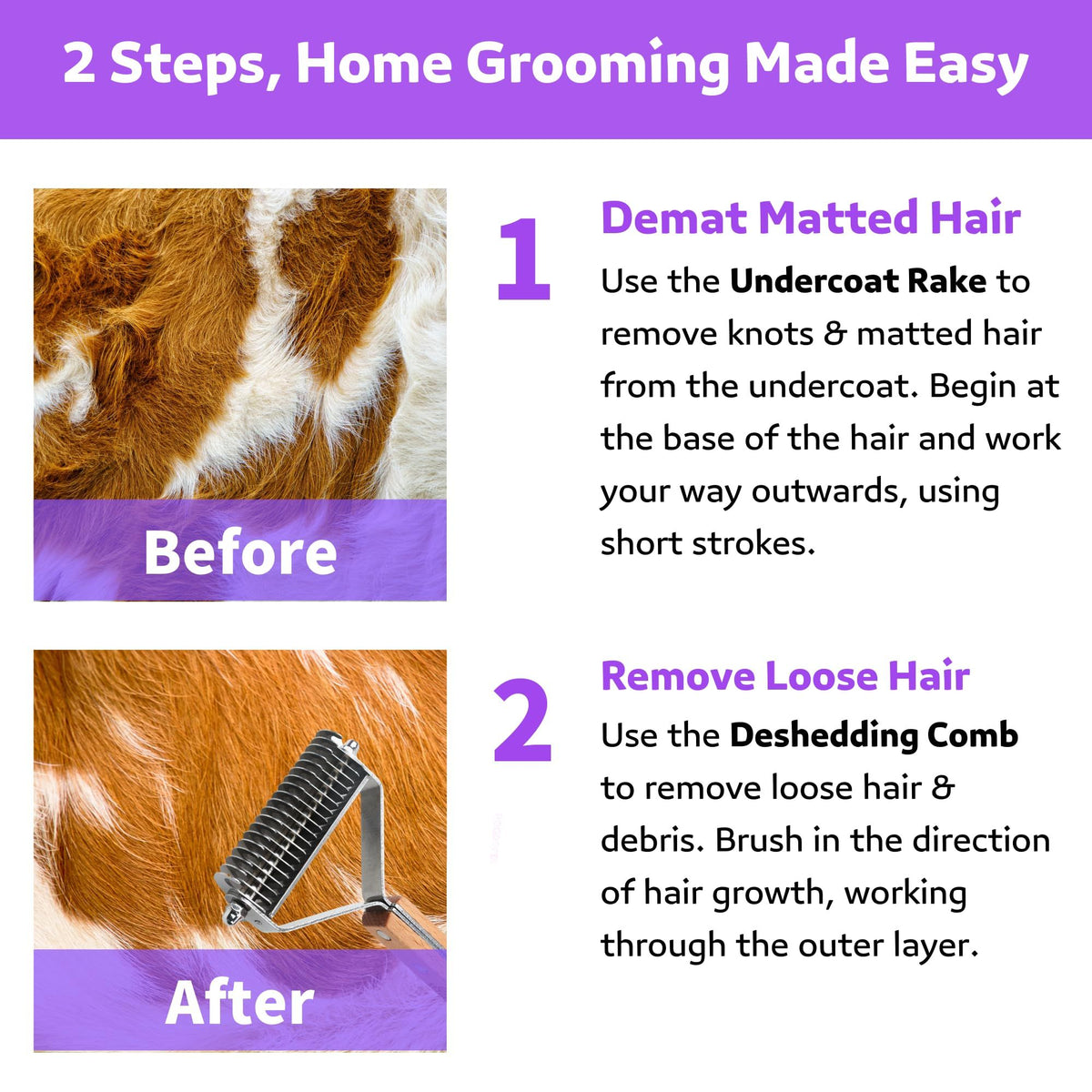 2-in-1 Dematting Rake and Undercoat Comb