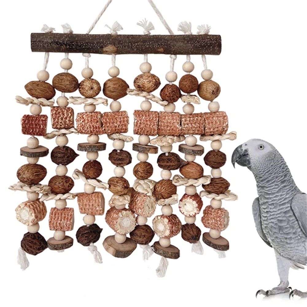Natural Parrot Chew Toy with Nuts and Corn Cobs