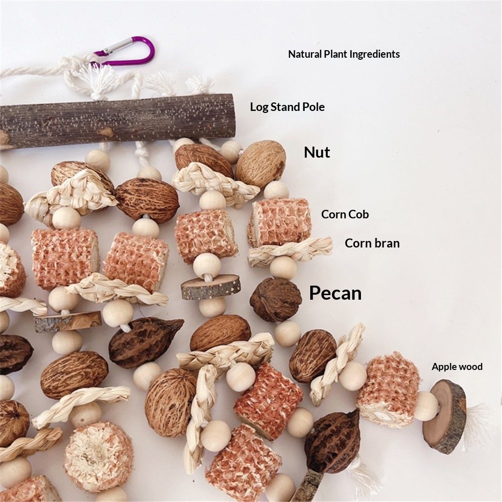 Natural Parrot Chew Toy with Nuts and Corn Cobs