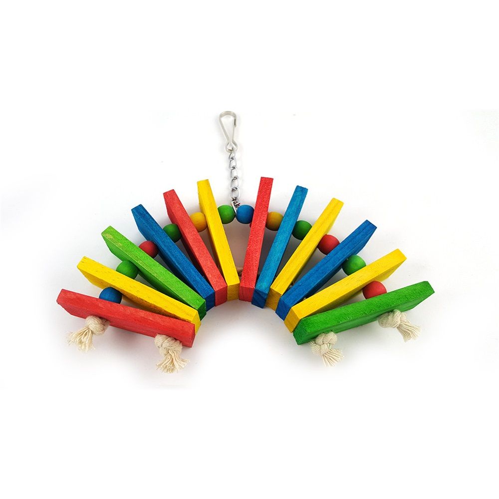 Colourful Wooden Block Chew Toy for Birds