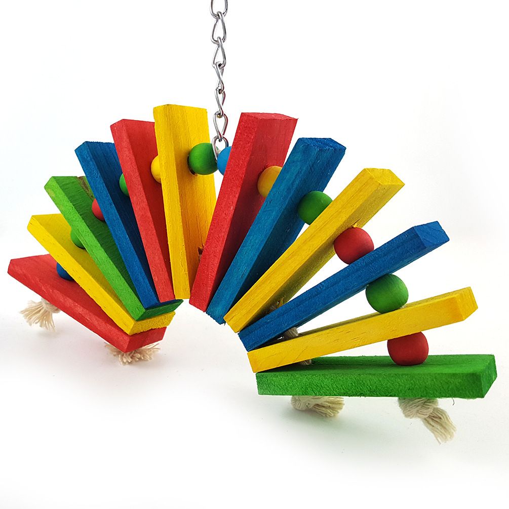 Colourful Wooden Block Chew Toy for Birds