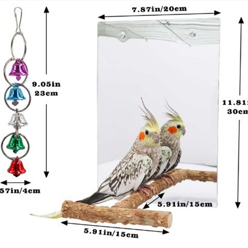 Bird Mirror Toy with Perch and Bells