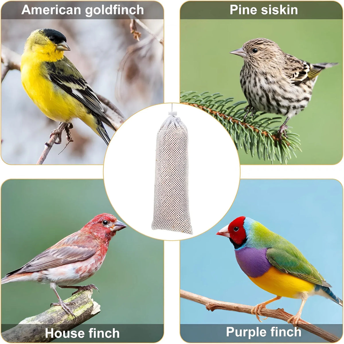 White Finch Sock Feeders – 6 Pack