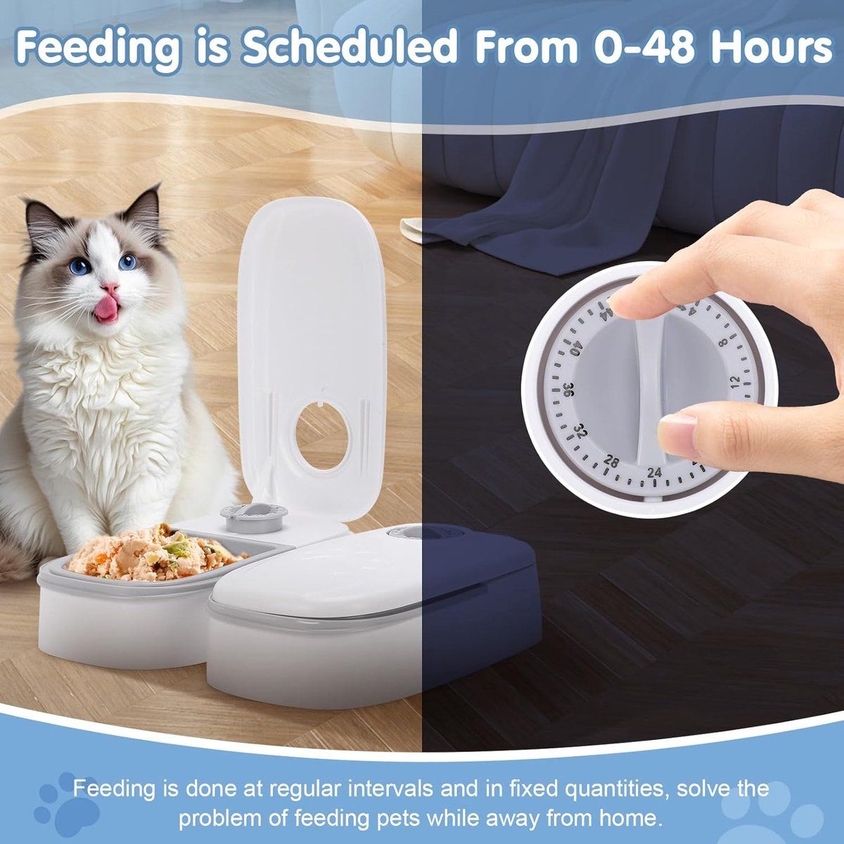 Automatic Dual-Tray Cat Feeder with 48-Hour Timer