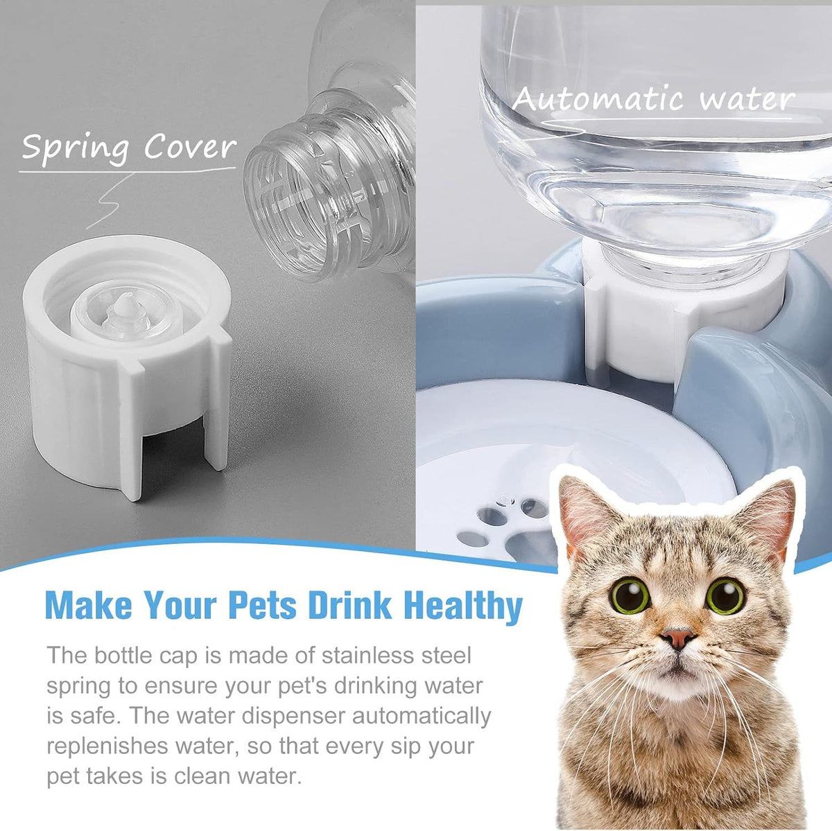 2-in-1 Cat Food Bowl and Water Dispenser – Light Blue